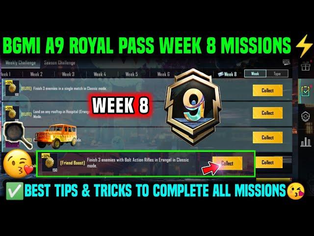 A9 WEEK 8 MISSION | BGMI WEEK 8 MISSIONS EXPLAINED | A9 ROYAL PASS WEEK 8 MISSION | C7S19 WEEK 8