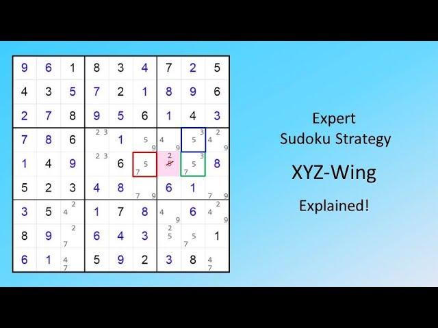 Expert Sudoku Strategy XYZ-Wing Explained