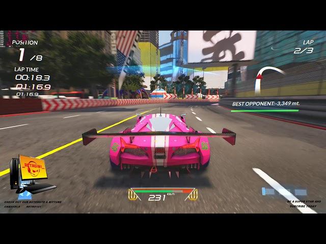 Xenon Racer Boston Downtown Race Retro101 trying out Pinkys car R3