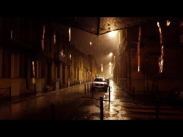 Walking in Heavy Rain Walk at Night in Bordeaux [4K] France / Nov 2019 / ASMR for sleeping 폭우 거센빗소리