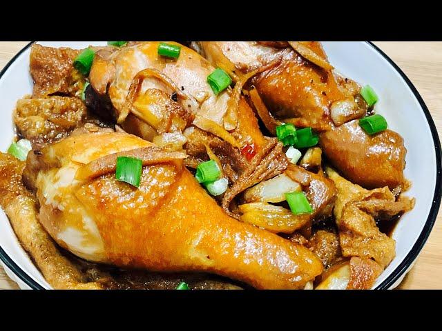 Grandma’s braised soy sauce chicken drumsticks with fried fuchuk | Quick n simple recipe