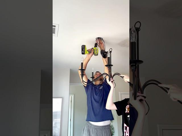 Replacing a chandelier | full process #shorts