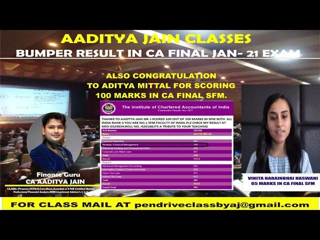 Vinita Secured Exemption in CA Final SFM Jan-21 Exam | Best CA CMA Inter Final FM SFM Class