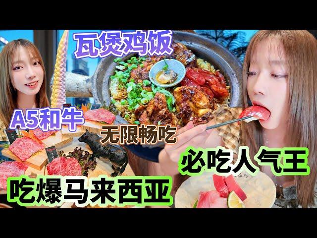 [4K][SUB]吉隆坡一天狂吃6家，和牛日料無限暢吃！沙威瑪卷餅，爆炒福建面，排隊人氣王瓦煲雞飯，馬來西亞美食也太多了吧？Eat at 6 restaurants in Kuala Lumpur