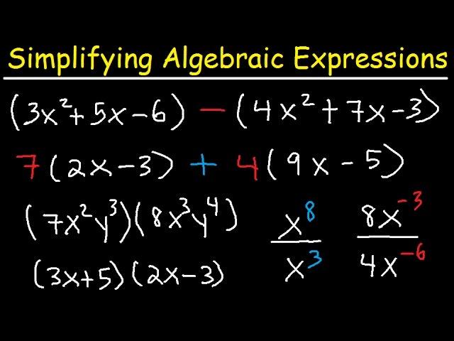 Simplifying Algebraic Expressions With Parentheses & Variables - Combining Like Terms - Algebra