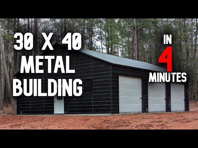 30x40 Metal Building in 4 Minutes