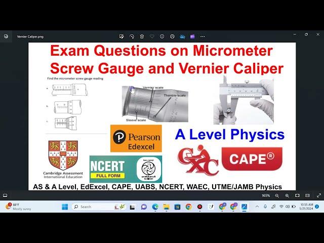 Questions on Micrometer Screw Gauge and Vernier Caliper