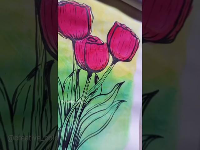 pink tulip painting #ytshorts #painting  #short