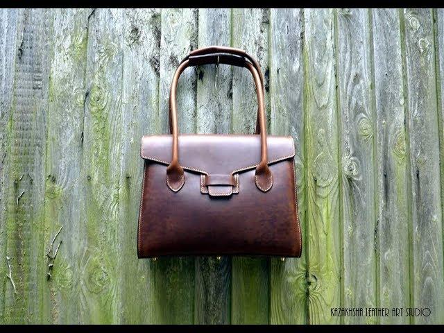 Handmade leather handbag in Business style