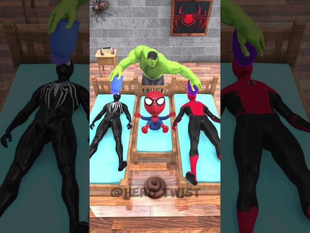 Symbiote Spidey Lil Spidey are Not Letting Hulk Relax  #animatedshort #spiderman  #shorts