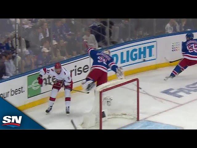 Scrum Ensues After Hurricanes' Andrei Svechnikov Trips Igor Shesterkin Behind Net