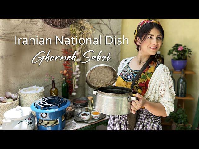 #22 National Dish Of IRAN! I Cooked Ghormeh Sabzi In My Village ( Persian Herb Stew ) قرمه سبزی