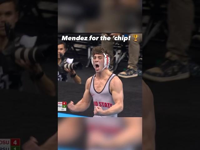 Ohio State’s Jesse Mendez hits a clutch granby roll and scrambles to win the NCAA 141lb title.