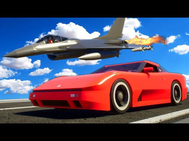 Drag Racing a JET FIGHTER in a Fast Car in Brick Rigs Multiplayer!