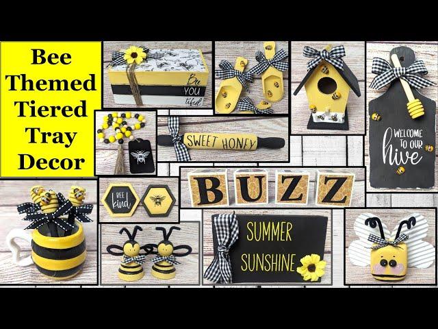 DIY HIGH END BUDGET BEE TIERED TRAY | DOLLAR TREE DIY | BUMBLEBEES | SPRING DECOR DIY