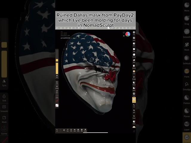 Ruined Dallas mask from PayDay2 I’ve been molding for days in NomadSculpt #payday #dallasmask #3d