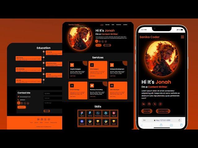 How to Make A Portfolio Website using HTML CSS & JavaScript | Complete Responsive Portfolio