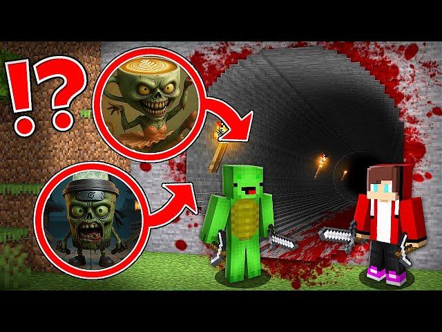 JJ and Mikey Found ZOMBIE BALLERINA CAPUCHINA & CAPUCHINO ASSASSINO TUNNEL in Minecraft - Maizen