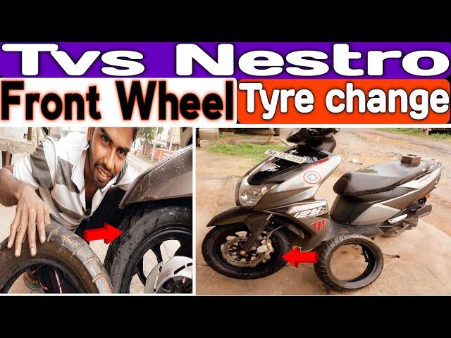 Tvs Nestro Front Wheel Tyre changeing Process | Bholenath Auto Repairing Shop