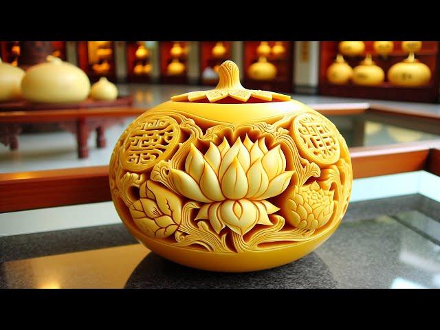 Carving A Wild Gourd Into An Exquisite Handicraft, It’S Amazing#craftsman #carving #engraving