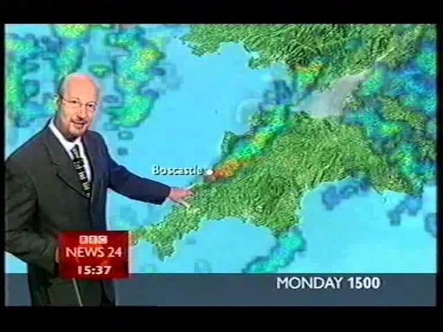 Peter Gibbs explains the cause of Boscastle flood on BBC News 24