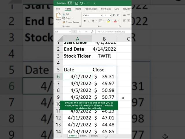Stock prices in #excel