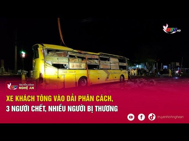 Xe khách tông vào dải phân cách, 3 người chết, nhiều người bị thương