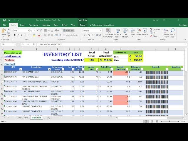 How to count inventory using only Excel & Barcode scanner