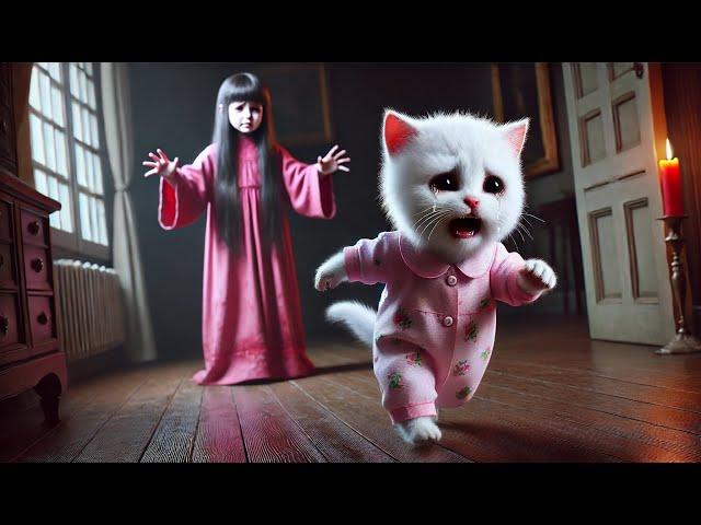 Late Night Surprise! Kitten Face the Creepy Ghost Girl !