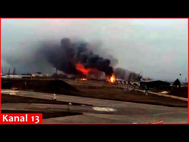 Footage of fire at the airfield hit by ATACMS missiles in Crimea - 2 MiG-31, 1 Su-27 were destroyed