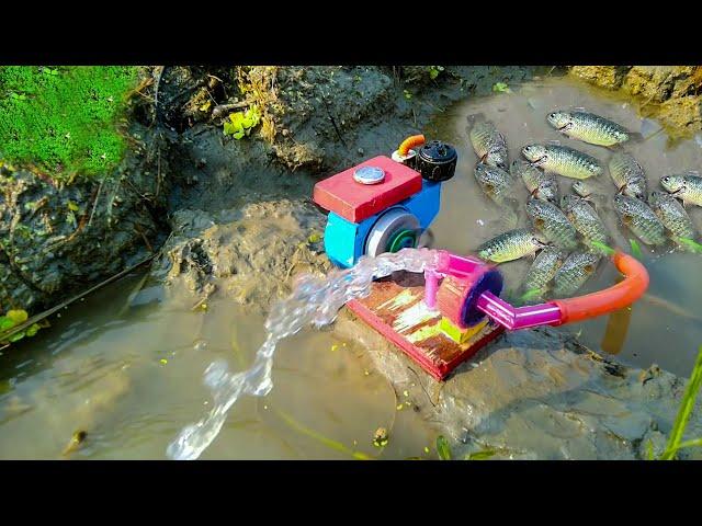 Fishing Exciting, Use A Mini Water Pump, Catch Many Of Fish In Paddy Field