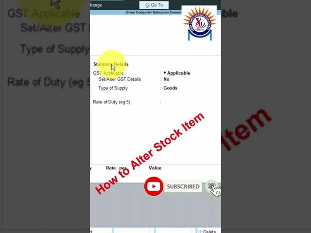 #shorts Edit or Alter Stock item in tally prime software hindi