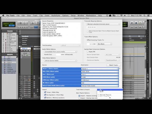 Import a Mix Template in Pro Tools