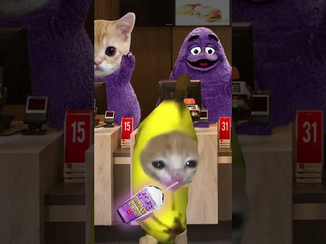 BANANA CAT - GRIMACE SHAKE  (Save the Banana Cat! ️) #grimaceshake #bananacat #shorts