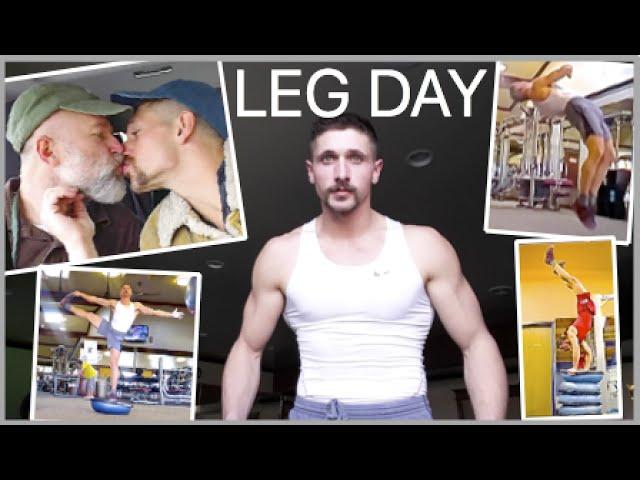 Leg workout-Backflip-handstand on 4 bosu balls. (Vlog Feb-3-1)