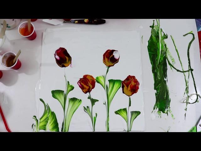 (252) String Pull and Straw Blown Flowers with Arteza Acrylic Paint