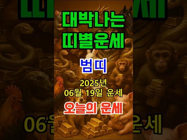 [오늘의 운세]  범띠 전격적인 운!  2025년 6월 19일 (목) 로또 1등 되면 뭐하지? #shorts