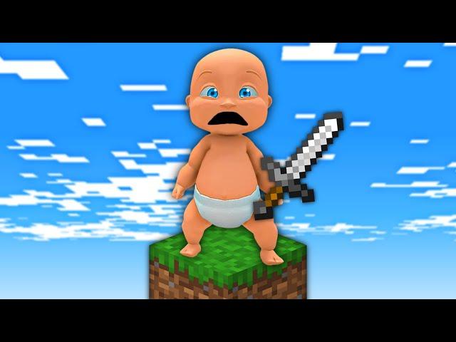 Baby STUCK on ONE BLOCK in Minecraft!