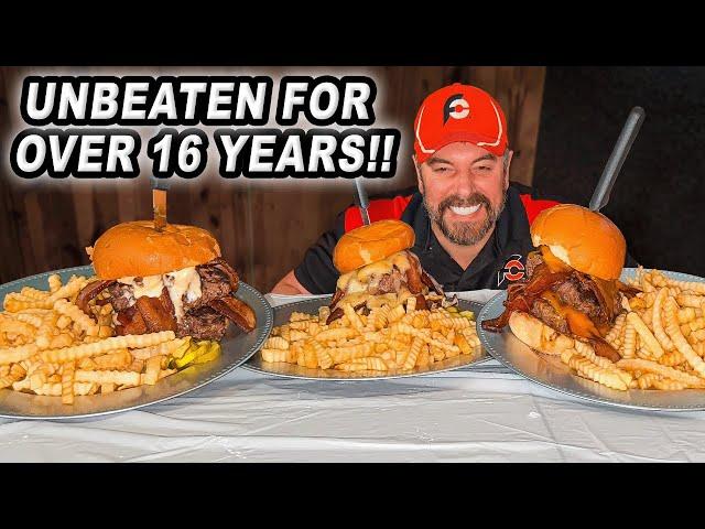 Nobody Has Beaten Hoppers’ Triple "Belt Buster" Burger Challenge in Waconia Since 2008!!