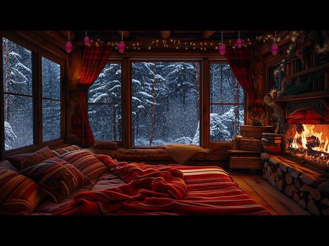 Wooden cabin winter wonderland | Instant Sleep Aid With The Comforting Ambiance Of A Crackling Fire