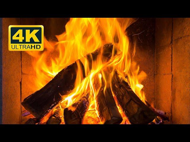  Cozy Fireplace 4K (12 HOURS). Fireplace with Crackling Fire Sounds. Fireplace Ambience