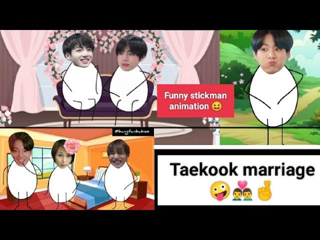 ||Taekook's marriage ‍️‍|| funny stickman animation// just for fun 