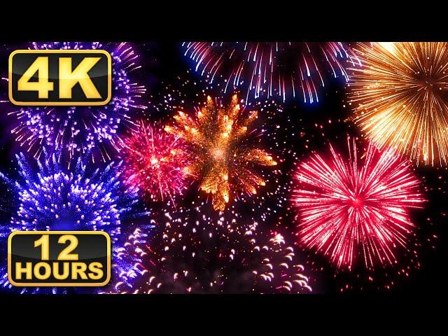 4K Amazing Fireworks Show with Sound! 12 Hours of Best Fireworks Show Ever! Relaxation Time!