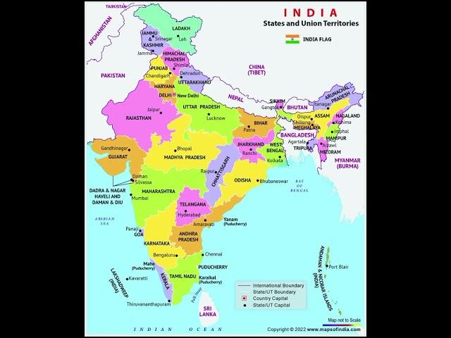 Indian Political map ll India map ll political map of India ll
