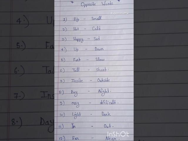 12 Opposite Word English Opposite Word #oppositeword #shorts