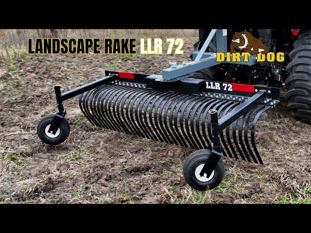 The Dirt Dog Landscape Rake LLR 72 in action