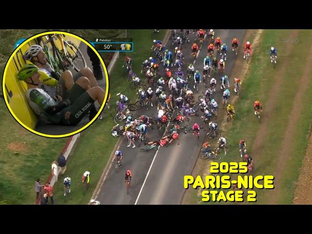 Utter CHAOS at 2025 Paris-Nice Stage 2