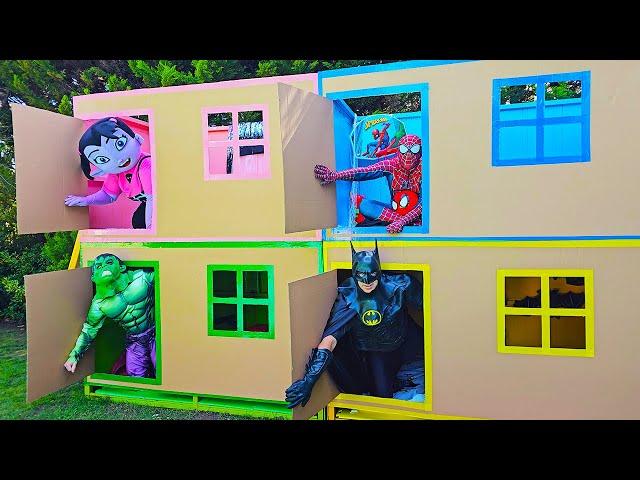 Huge Cardboard Superheroes Houses + more videos with Adriana and Ali!