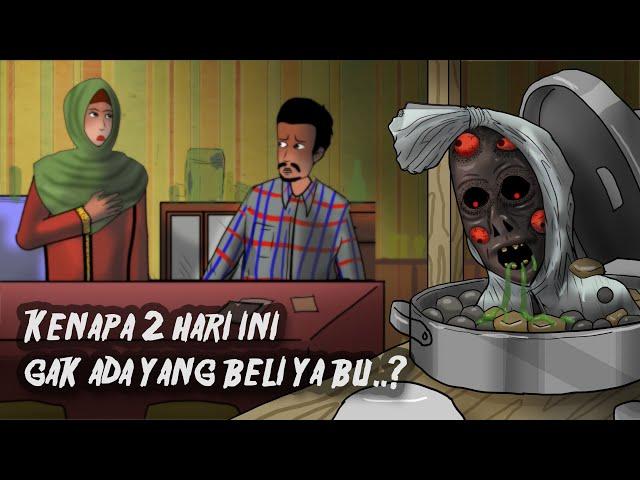 Persaingan Pedagang Bakso – tebar tanah kuburan agar bangkrut  #HORORMISTERI | Kartun hantu pocong