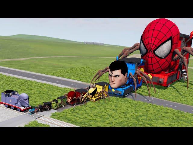 Big & Small Choo-Choo Super Heroes vs Thanos the Tank Engine | BeamNG.Drive